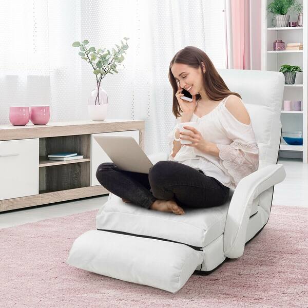 Shop Gymax White Folding Lazy Sofa Floor Chair Sofa Lounger Bed