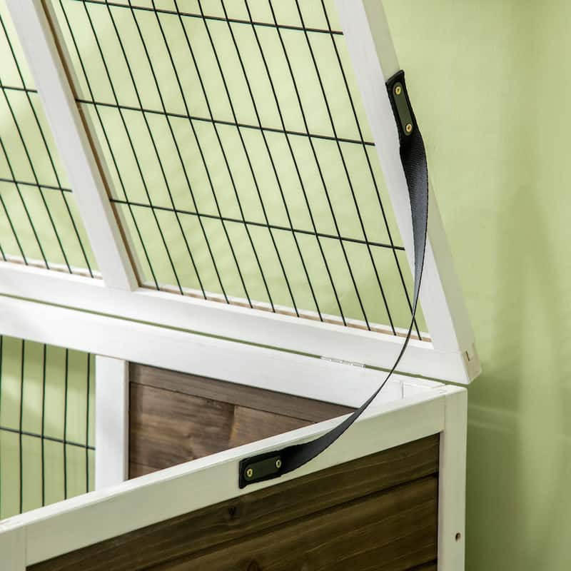 Spacious Pet House,Wood Rabbit Hutch is designed for convenient cleaning - Coffee,White