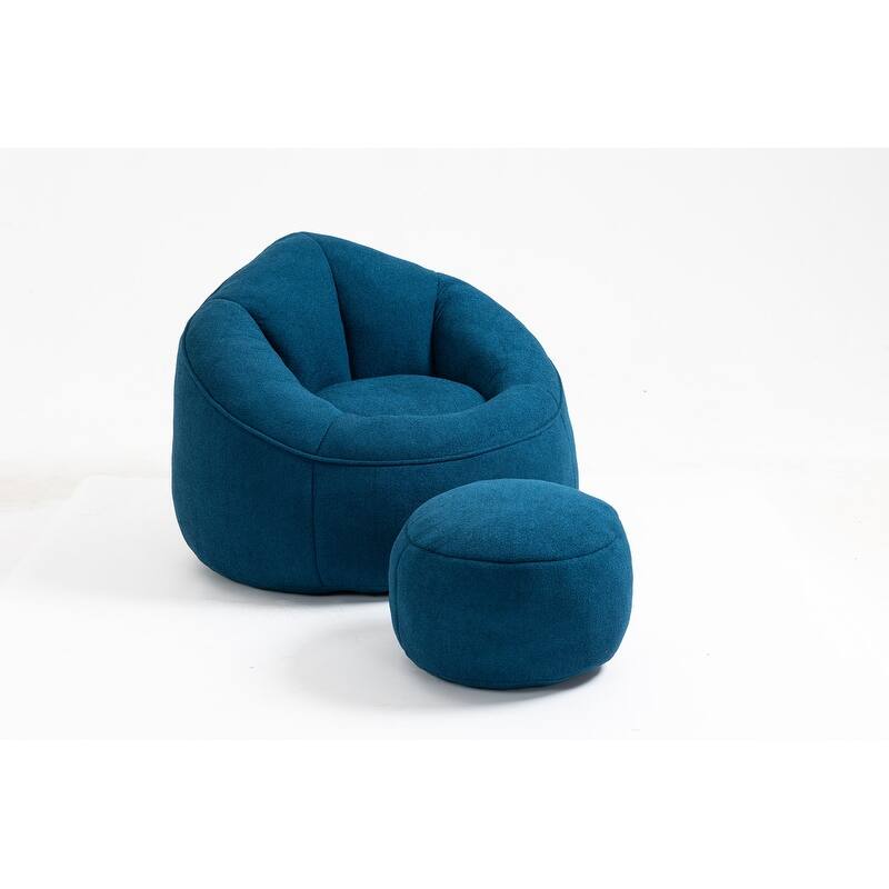 Bean Bag Chair w/Foot Stool in Multiple Colors, Giant Foam-Filled Furniture-Maximum Comfort Bean Bag