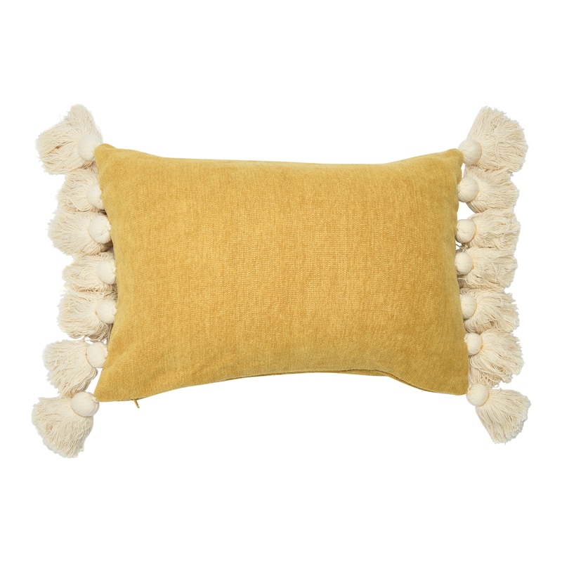 Cotton Chenille Lumbar Pillow with Tassels