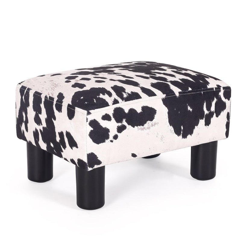 Adeco Faux Leather Ottoman Foot Rest Stool Square Padded Seat Ottoman