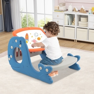 Convertible Kids Activity Table Set Toddler Easel with Erasable Whiteboard - 26.5” x 21” x 15.5” (L x W x H)