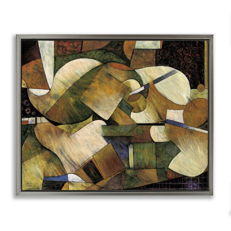 Stupell Expressive Geometric Abstraction Framed Floater Canvas Wall Art Design By Jonathan Parsons - 31 x 25 - Grey