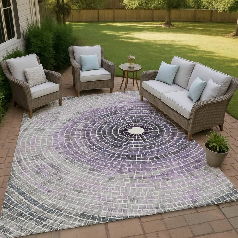 Machine Washable Indoor/ Outdoor Mosaic Rome Chantille Rug - Lavender - 2'6" x 3'10"