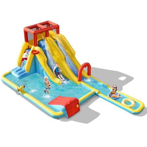 Costway 7 in 1 Inflatable Dual Slide Water Park Climbing Bouncer Bed