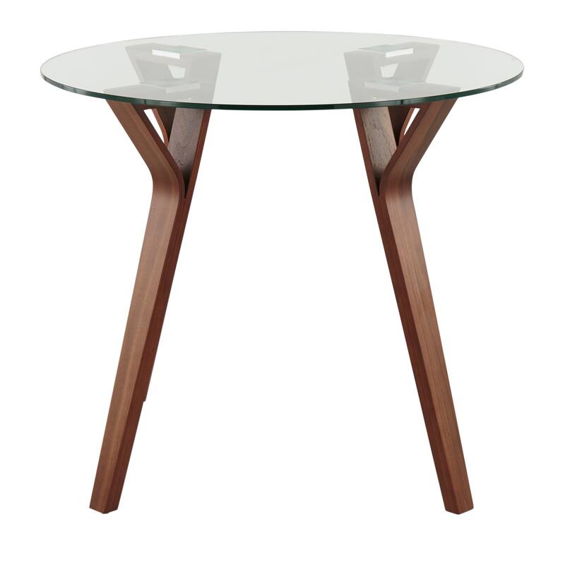 Carson Carrington Sala Mid-Century Modern Round Dinette Table - Clear Glass/Walnut Wood