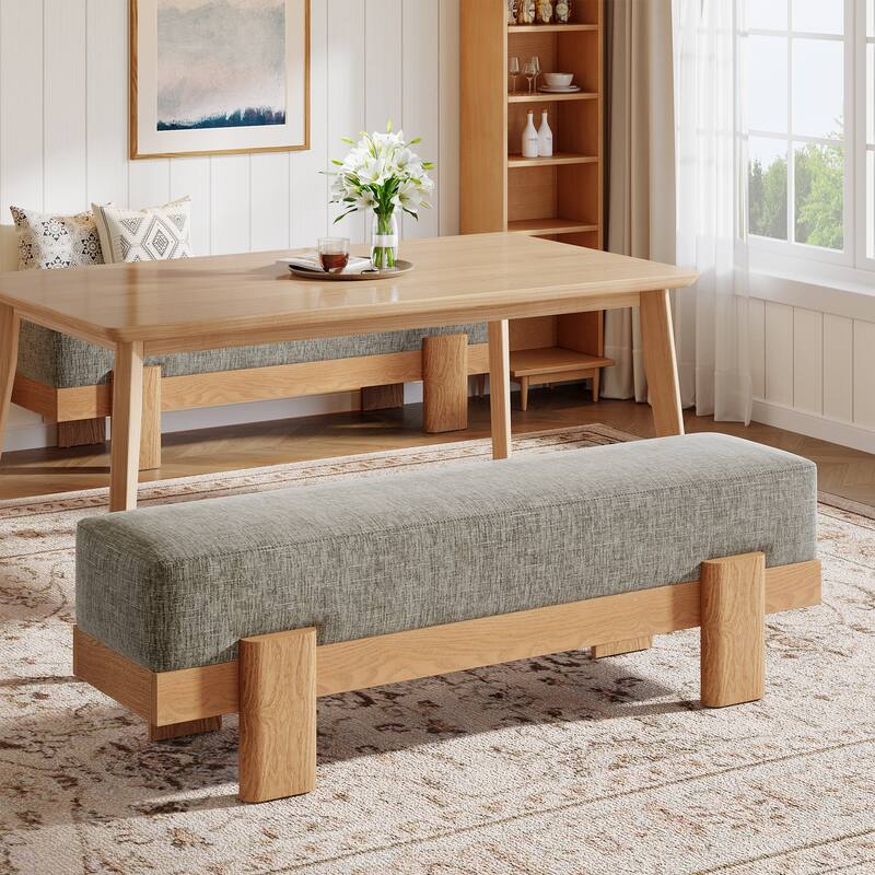 Upholstered Dining Bench, Padded Seat Kitchen Bench, Accent Seat Living/Dining Room Stool