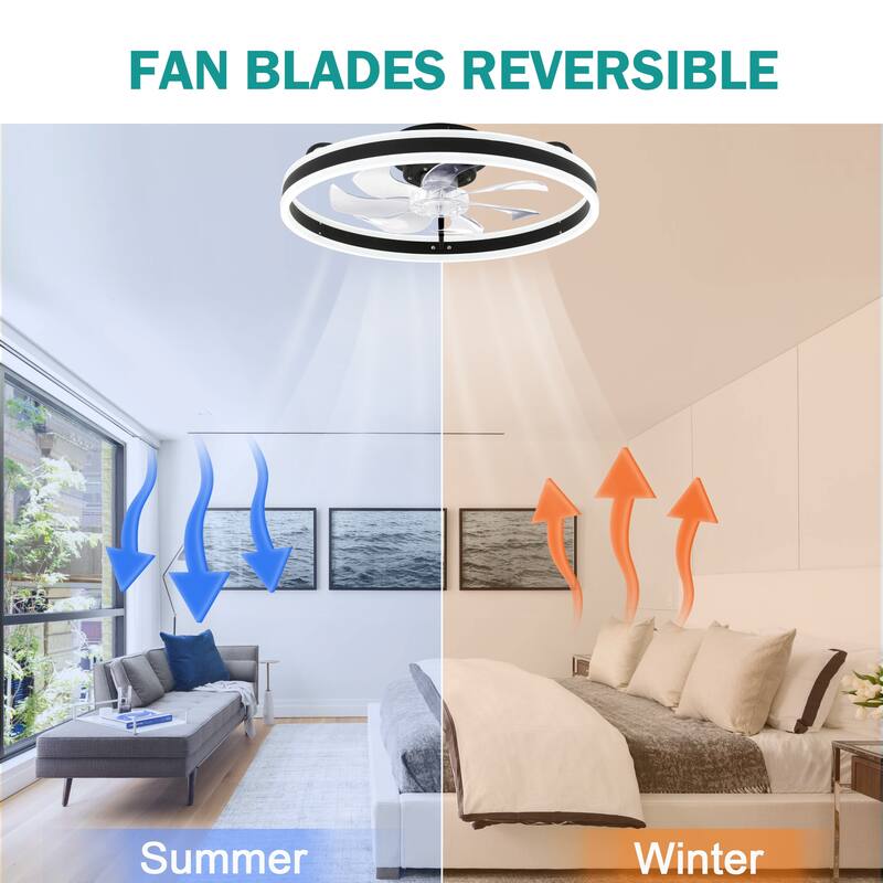 20"/24"/72" Oaks Aura Cotti Low Profile Dimmable Smart Ceiling Fan with Lights 6-Speed Flush Mount Modern Remote