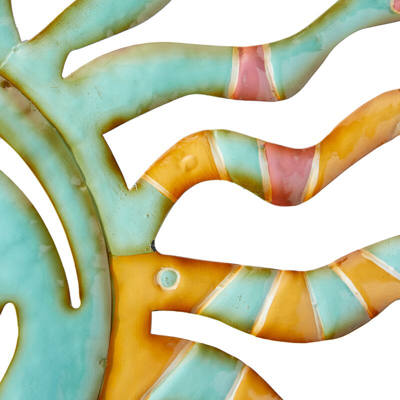 Multi Colored Metal Indoor Outdoor Sun Home Wall Decor with Abstract Patterns