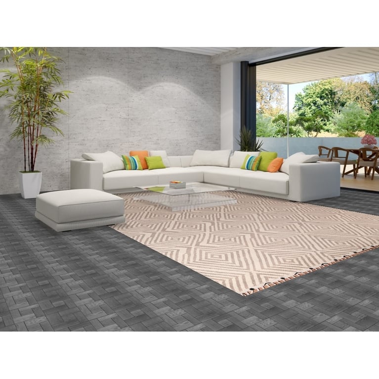 All-Over Geometric Moroccan Large Area Rug Handmade Wool Carpet - 9'10"x 14'9"