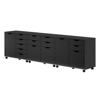 Halifax 3-Pc Cabinet Set with File Drawer, Black