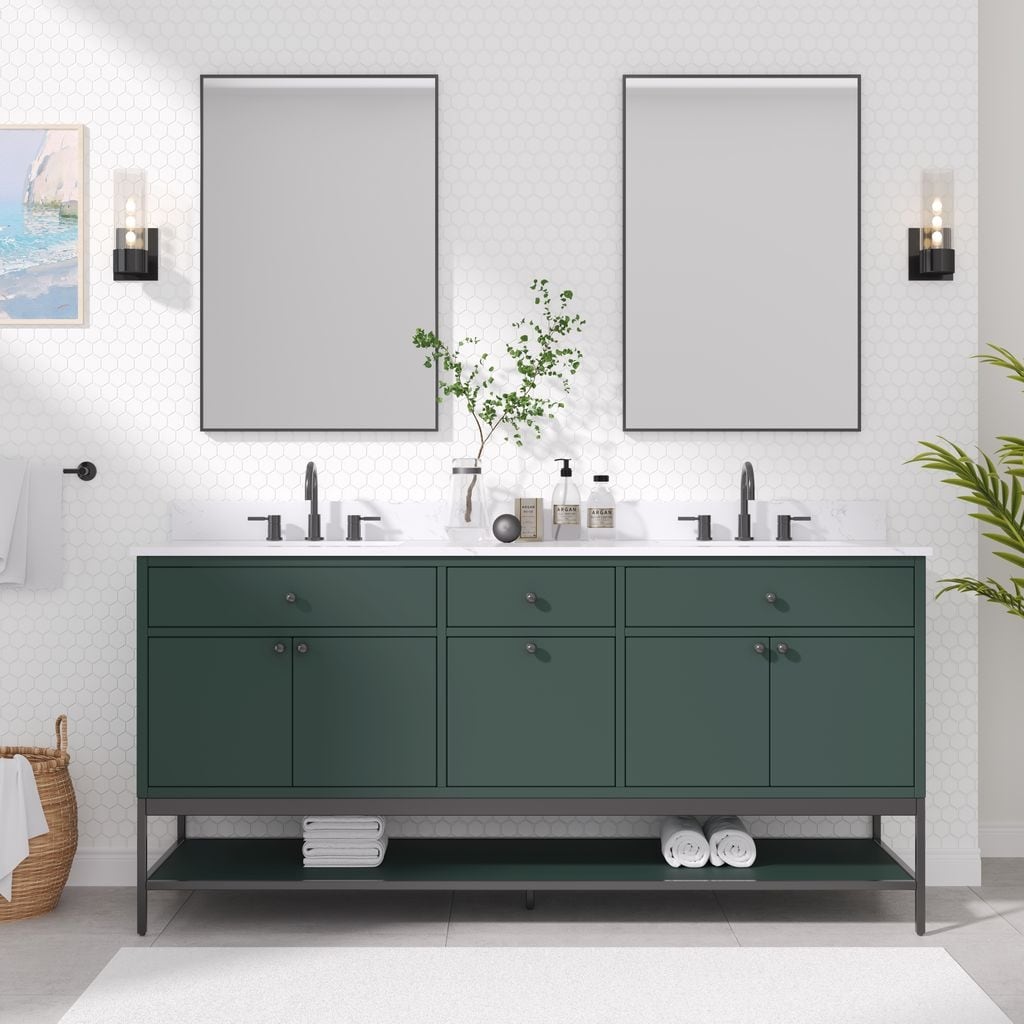 Avanity Paisley 72 in. Double Sink Vanity with Cala White Engineered Top