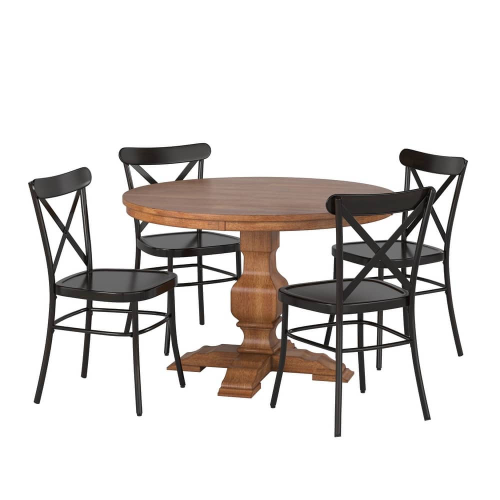 Eleanor 5-Piece Dining Set with Metal X-Cross Back Chairs by iNSPIRE Q Classic