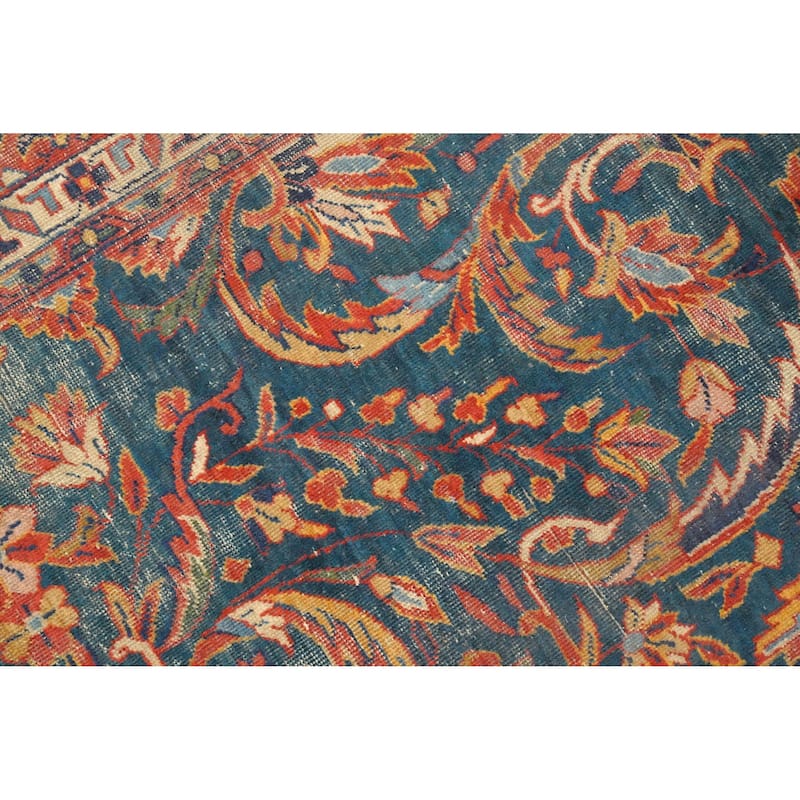 Hand Knotted Oriental 100% Wool Carpet Traditional Floral Navy Blue & Blues Sultanabad Area Rug - 10' 5'' X 6' 9''