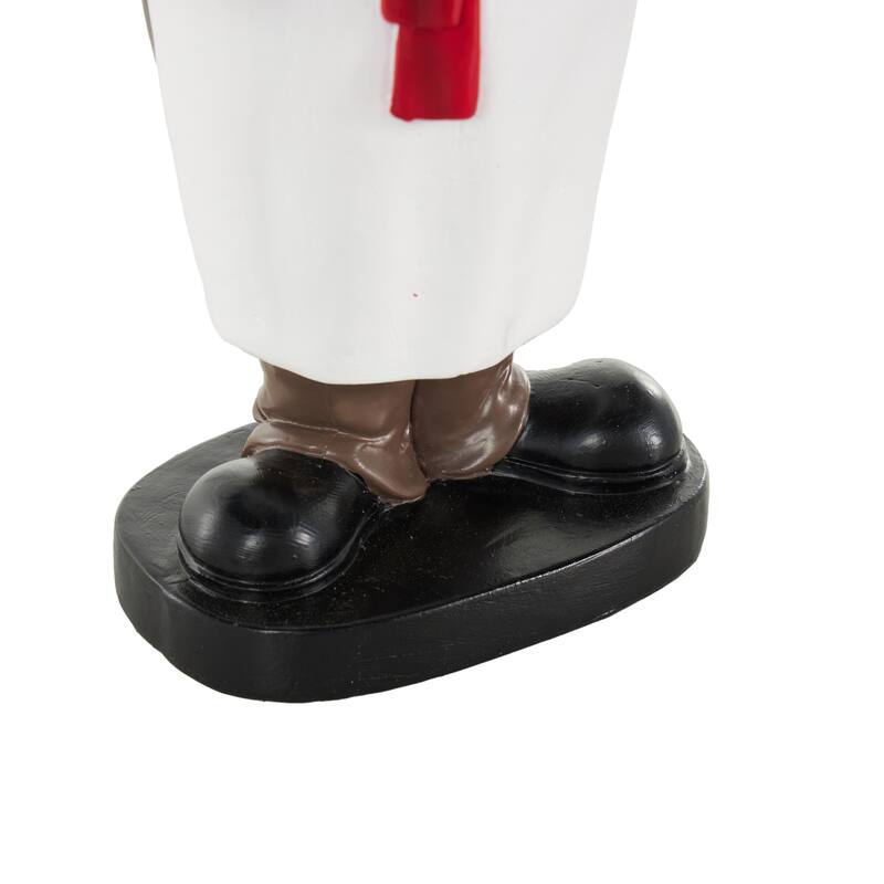 White Polystone Kitchen Decorative Figurine Chef Salt and Pepper Shaker Holder with Red Accents