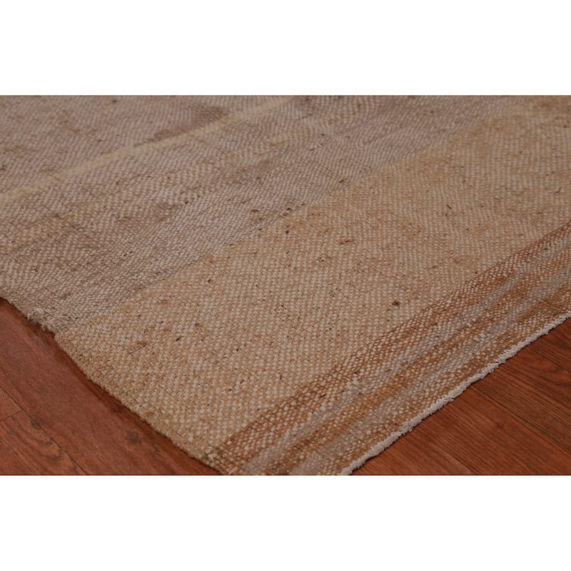 Hand Woven Oriental 100% Jute Carpet Southwestern Modern Brown Kilim Area Rug - 12' 5'' X 10' 4''