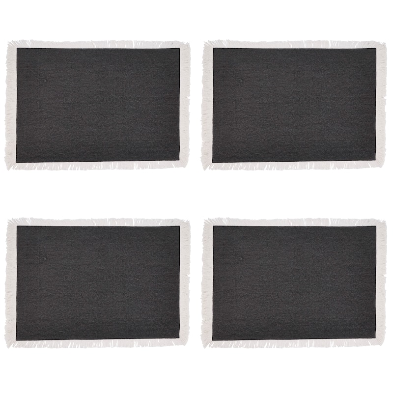 Cotton Placemats With Fringe Border Design (Set of 4)