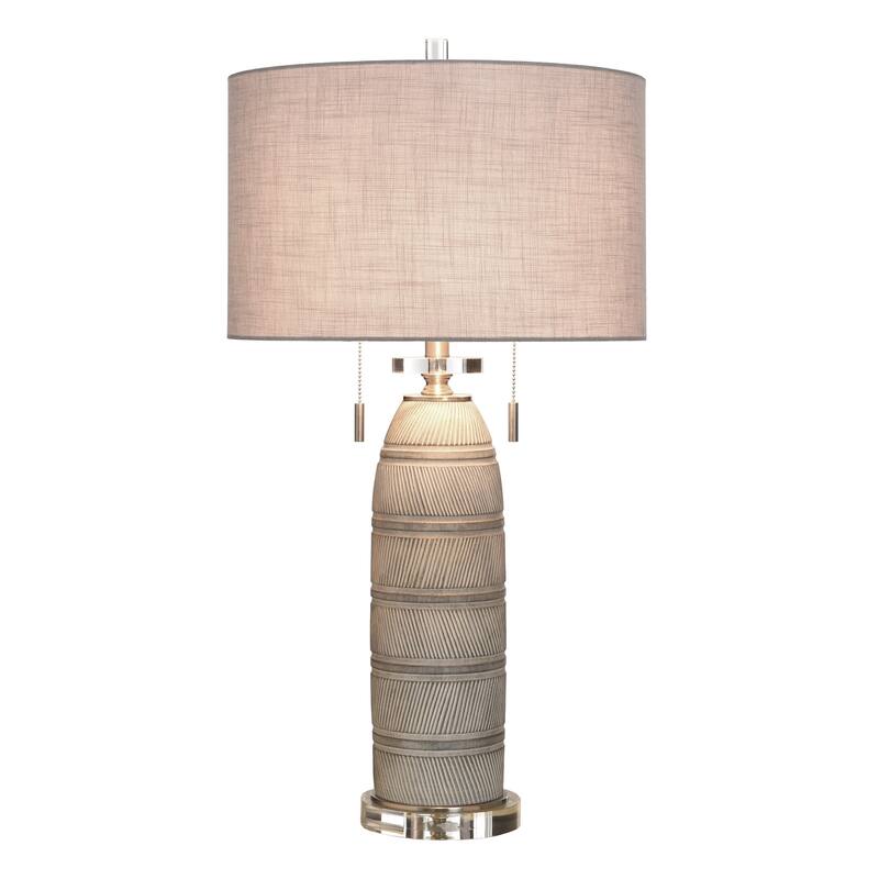 StyleCraft Poly Table Lamp - Greyson Silver - White Shade