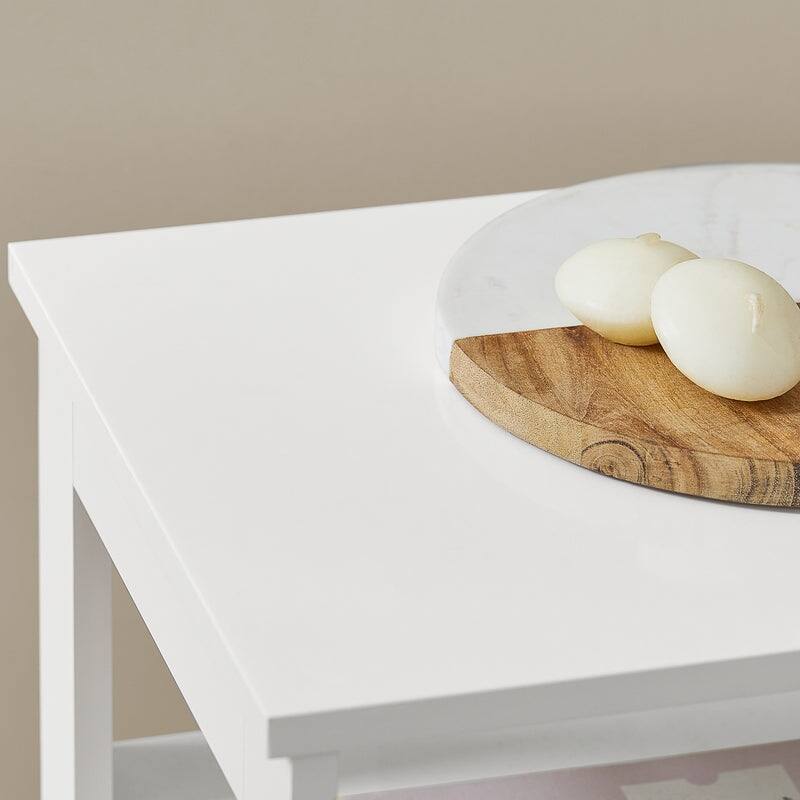 Haotian FBT91-W, End Table Bedside Table With 3 Shelves And 1 Drawer