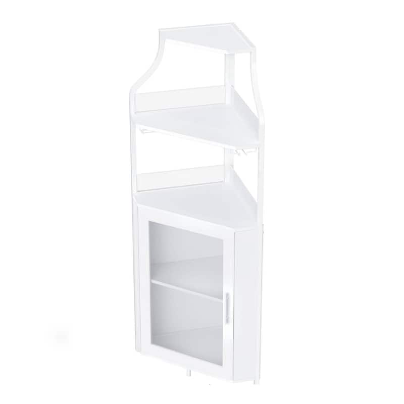 White Corner Wine Cabinet with Detachable Wine Rack