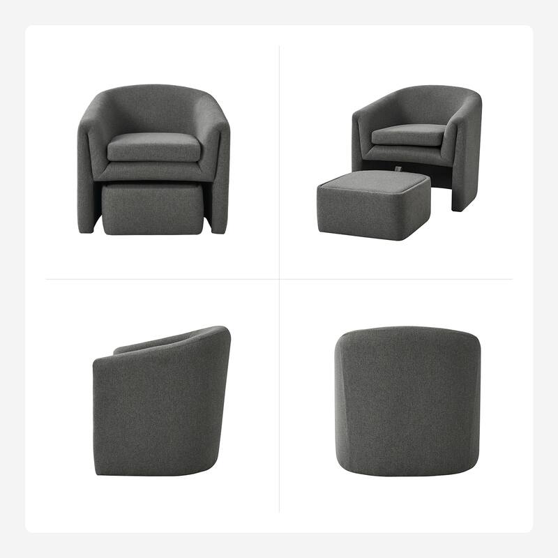 Arturo Modern Upholstered Armchair with Storable Removable Leg Ottoman Set of 2 by HULALA HOME