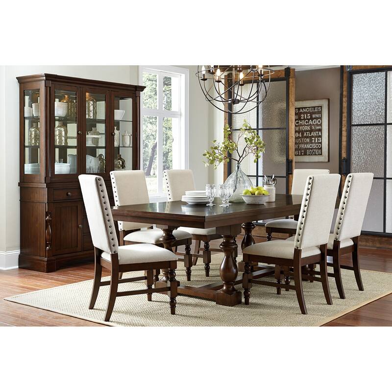 Modern Country Style Dark Oak Finish Dining Table 1pc with Extension Leaf Wooden Dining Furniture Industrial Aesthetic