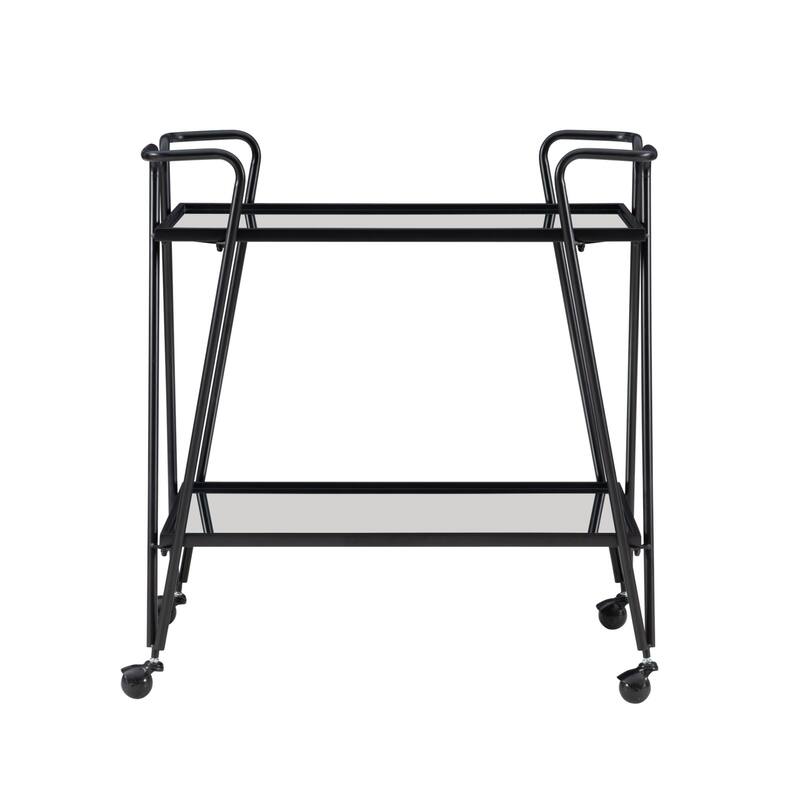Two Tier Mirrored Top Serving Bar Cart - 32.5" - Black