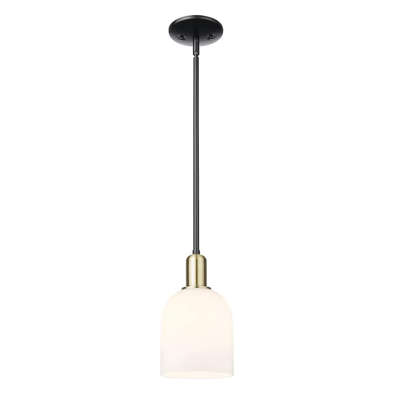 Innovations Lighting Endless Possibilities Arcadia - Bella - 1 Light 6" Stem Hung Mini Pendant - Black Antique Brass/White