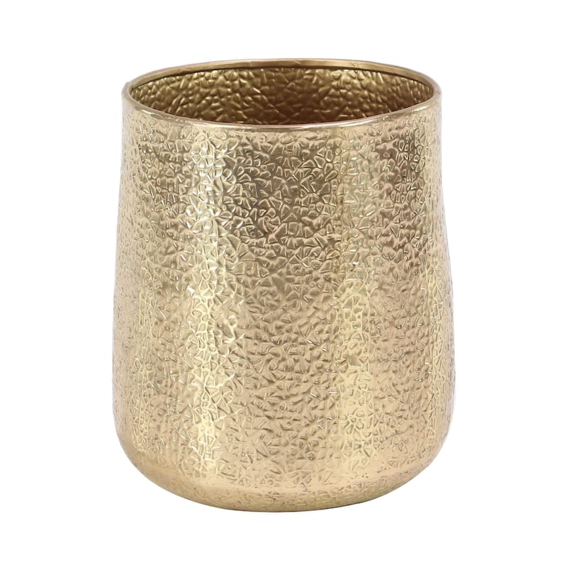 Aluminum Metal Indoor Outdoor Planter with Hammered Design - Set of 3 Silver or Gold - Roche River Decor