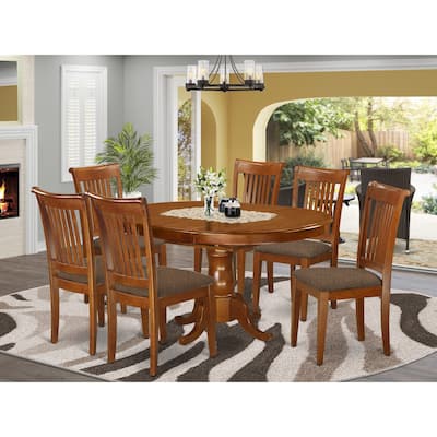 East West Furniture 7 Piece Dining Room Table Set- an Oval Kitchen Table and 6 Solid Chairs, Saddle Brown(Seat Type Options)