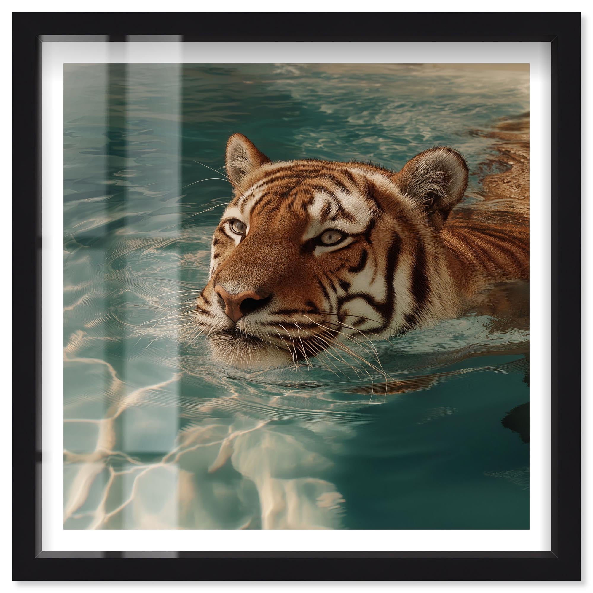 Aqua Tiger II Wall Decor Shadowbox Print by Notoriart