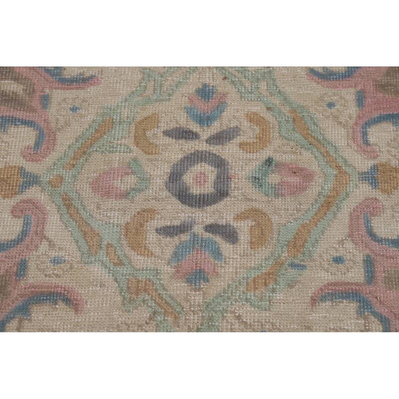 Hand Knotted Oriental 100% Wool Carpet Traditional Floral Beige & Ivories Tabriz Area Rug - 12' 9'' X 9' 7''