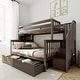 preview thumbnail 16 of 21, Max and Lily Twin over Full Staircase Bunk Bed with Storage Drawers Clay