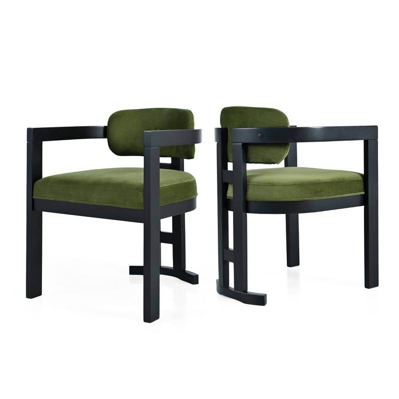 Indoor Upholstered Wood Dining Chair(Set of 2),Green+Black