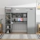 preview thumbnail 63 of 78, Twin/Full Size Loft Bed with Bulit-in Desk and Wardrobes, Solid Wood Kids Loft Bedframe with 4 Drawers and Storage Shelves