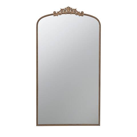 Kea 66 Inch Wall Mirror, Gold Curved Metal Frame, Ornate Baroque Design