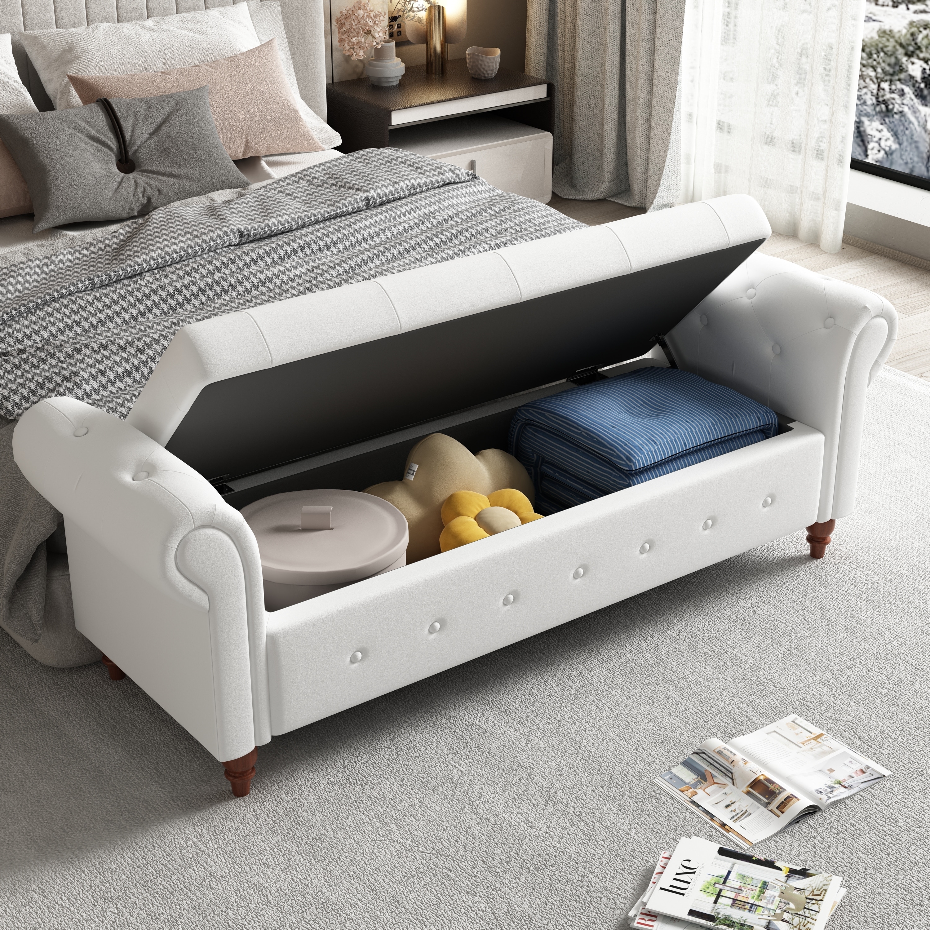 Rolled arm on sale bedroom bench