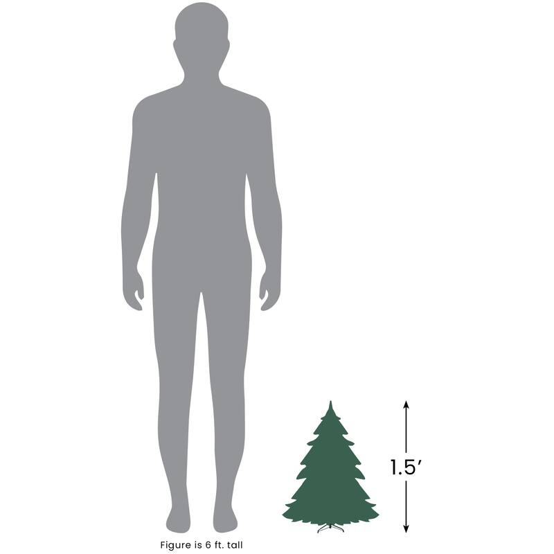 Pre-Lit Artificial Christmas Tree - 18" - White - Multicolor Lights - 1.5 Foot