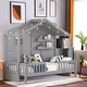 preview thumbnail 1 of 9, Twin Bookcase Bed Twin Bed Frame with Light Strip for Kids Room Decor Western/Princess - Grey