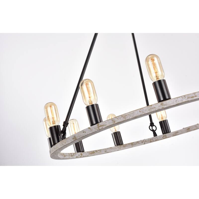 Sofie Weathered White+Smith Iron 12-Light 35-Inch Wagon Wheel Chandelier