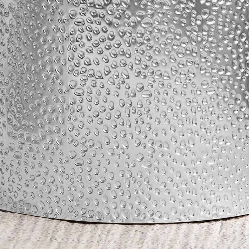 Modern Round Side Table with Gorgeous Hammered Surface and Sturdy Iron Frame for Living Room (Set of 2)