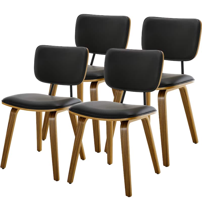 Faux Leather Upholstered Dining Chairs Set of 2/4 with Wood Legs - 32.3"H x 18.5"W x 21.8"D