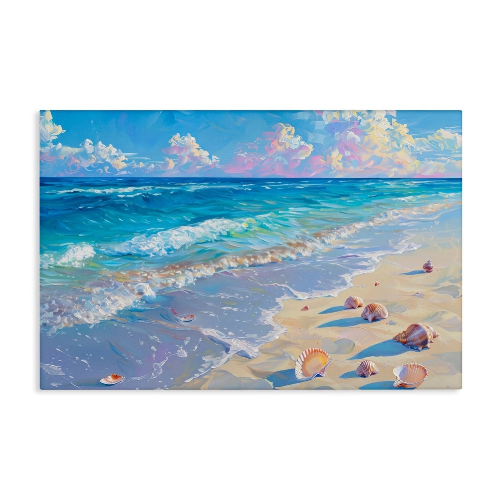 Stupell Seashells Along Sea Shore Canvas Wall Art Design By LSR Design Studio