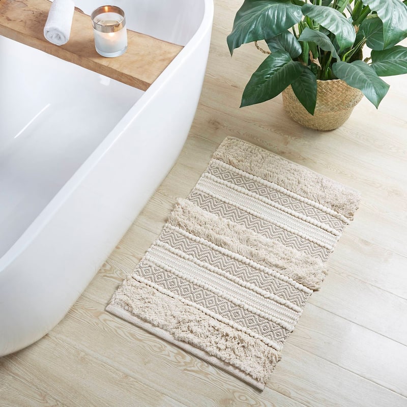INK+IVY Asher Woven Texture Stripe Bath Rug