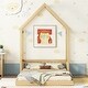 preview thumbnail 3 of 22, Full Roof Framed Headboard Floor Bed Natural