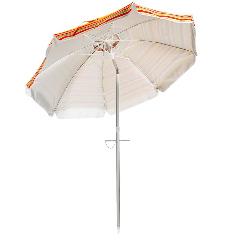 Costway 6.5 FT Patio Beach Umbrella Sun Shade Tilt Aluminum Sports