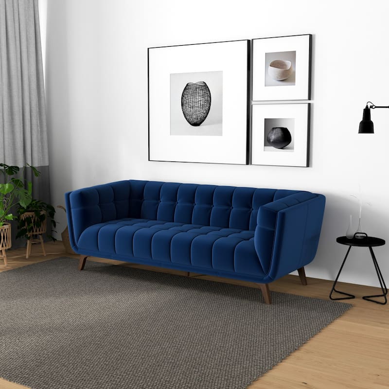 Kameron Mid Century Modern Style Channel Tufted Sofa Couch for Living Room