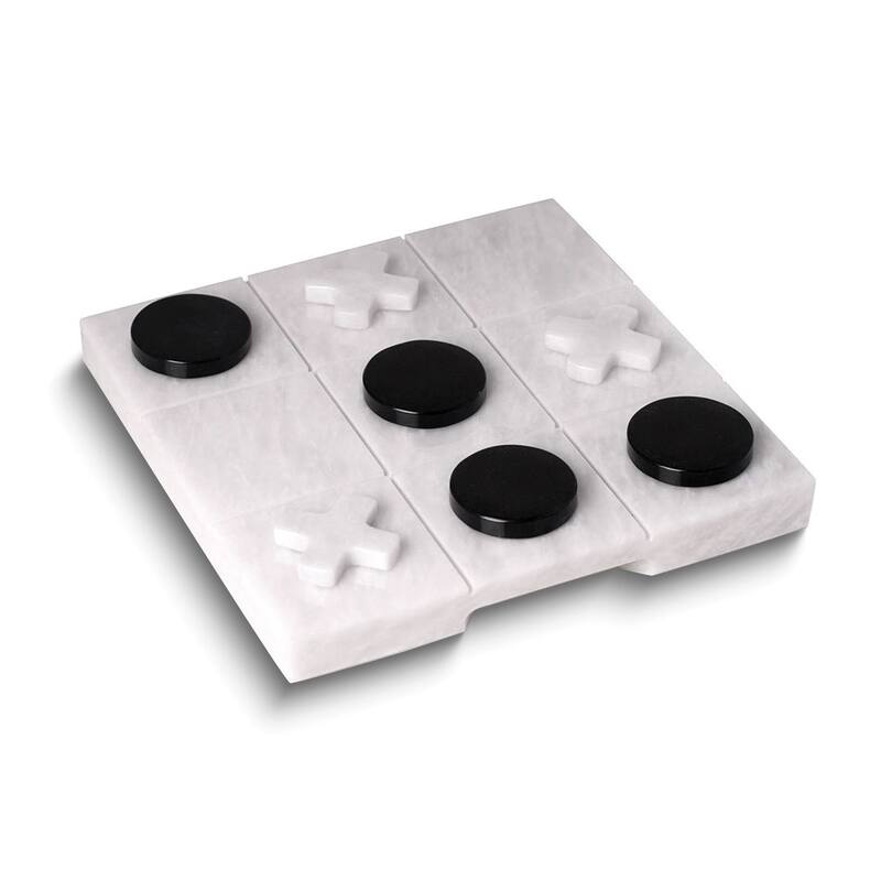 Curata Marble Tic Tac Toe Set - White