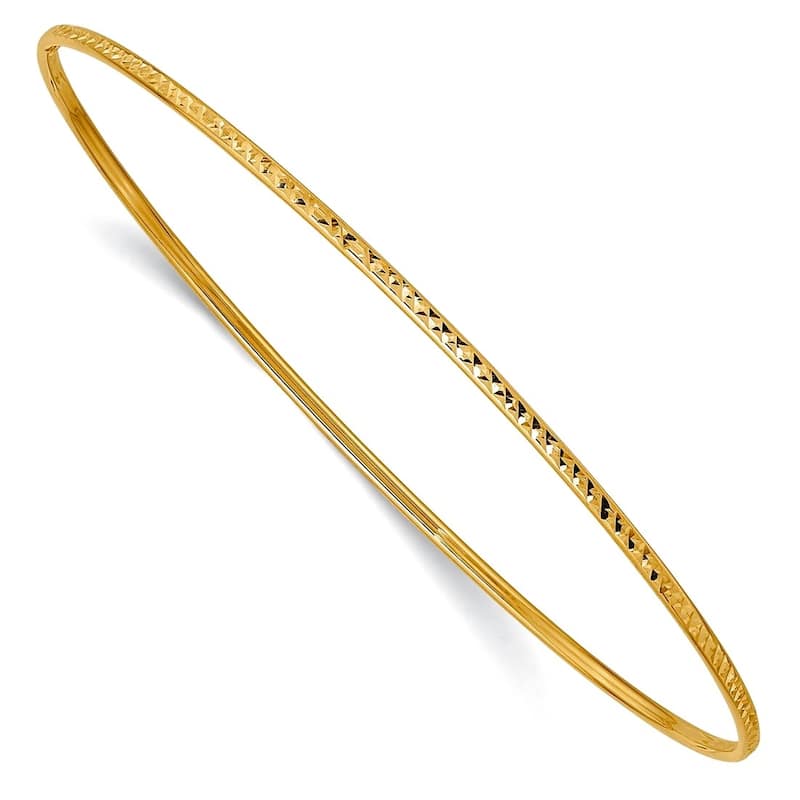 Curata 10k Yellow, Rose or White Gold 8" 1.5mm Diamond Cut Thin Slip on Bangle Bracelet - Yellow