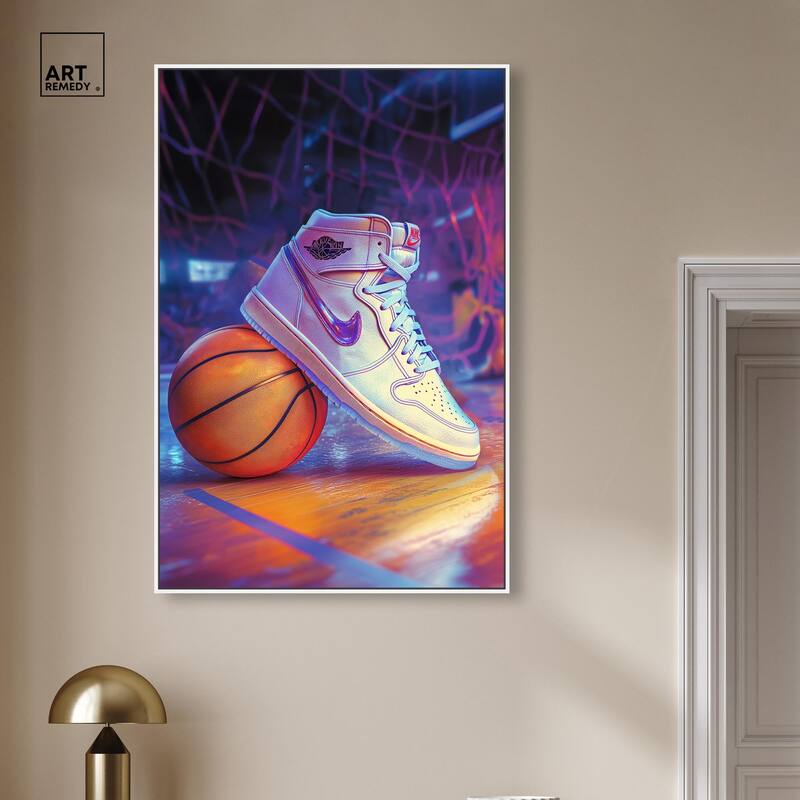 Neon Basketball Court Canvas by Art Remedy
